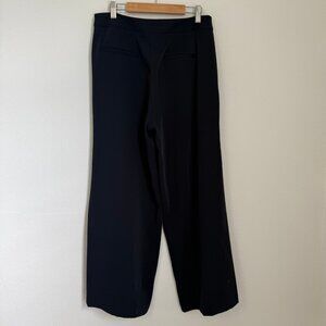 ZARA Navy Wide Leg High Rise Pleated Side Pull On Pants Size M